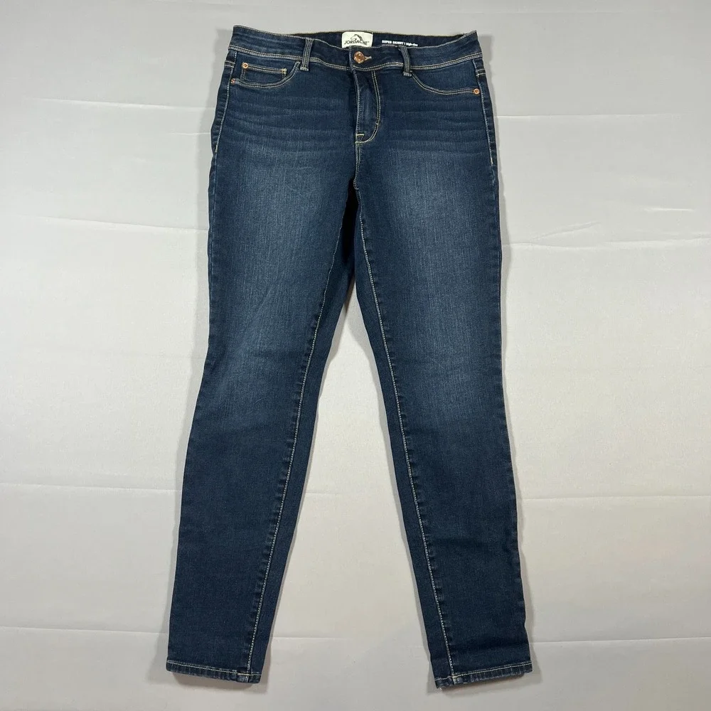 Jordache Super Skinny Jeans Womens 10 Blue Cotton Stretch Dark Wash High Rise